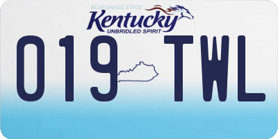 KY license plate 019TWL