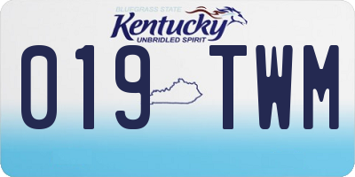KY license plate 019TWM