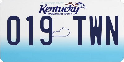 KY license plate 019TWN