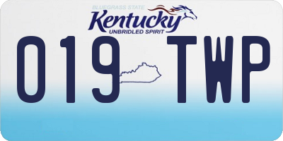 KY license plate 019TWP