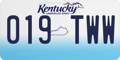 KY license plate 019TWW