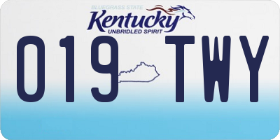 KY license plate 019TWY