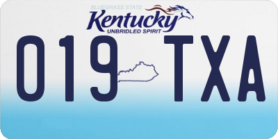 KY license plate 019TXA