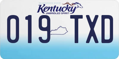 KY license plate 019TXD