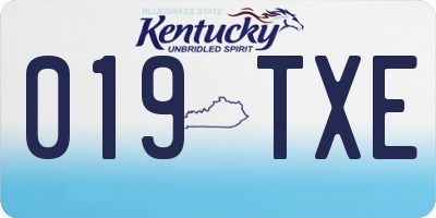 KY license plate 019TXE