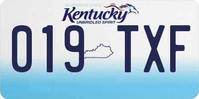 KY license plate 019TXF