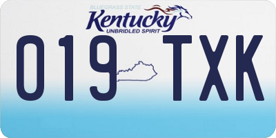 KY license plate 019TXK