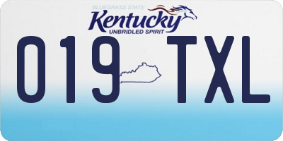 KY license plate 019TXL