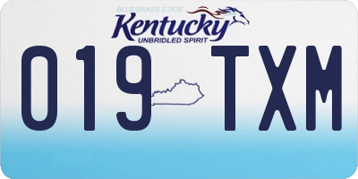 KY license plate 019TXM