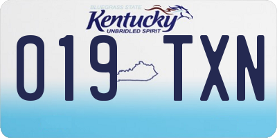 KY license plate 019TXN