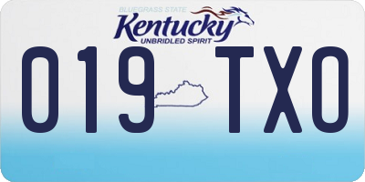 KY license plate 019TXO