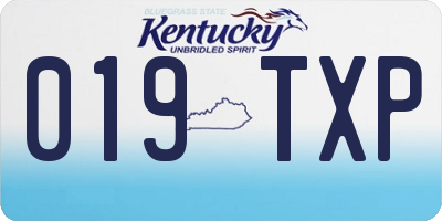 KY license plate 019TXP