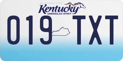 KY license plate 019TXT