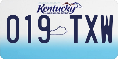 KY license plate 019TXW