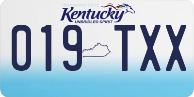 KY license plate 019TXX