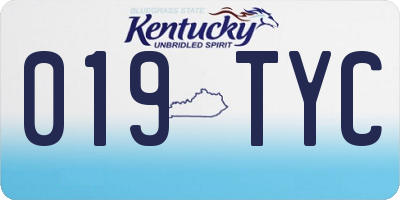 KY license plate 019TYC
