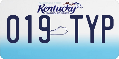 KY license plate 019TYP