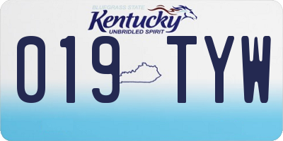 KY license plate 019TYW