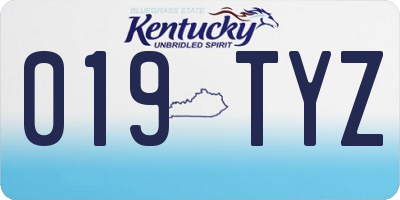 KY license plate 019TYZ