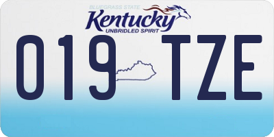 KY license plate 019TZE
