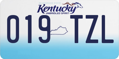 KY license plate 019TZL