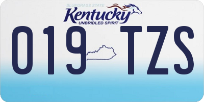 KY license plate 019TZS