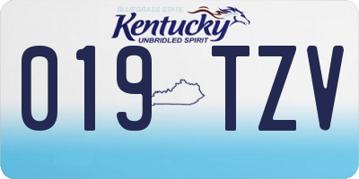 KY license plate 019TZV