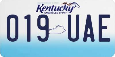 KY license plate 019UAE