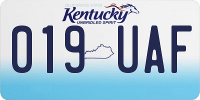 KY license plate 019UAF