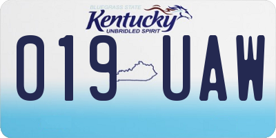 KY license plate 019UAW