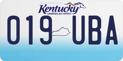 KY license plate 019UBA