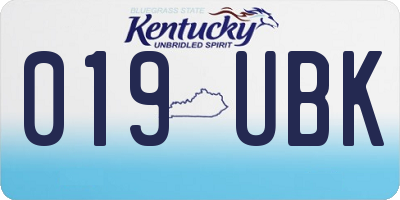 KY license plate 019UBK