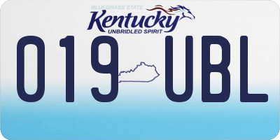 KY license plate 019UBL