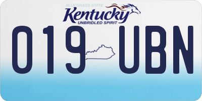 KY license plate 019UBN