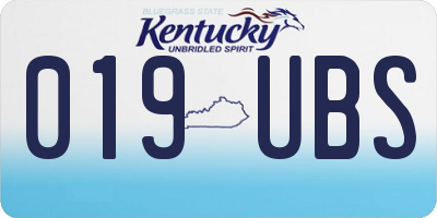 KY license plate 019UBS