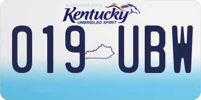KY license plate 019UBW