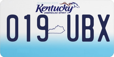 KY license plate 019UBX