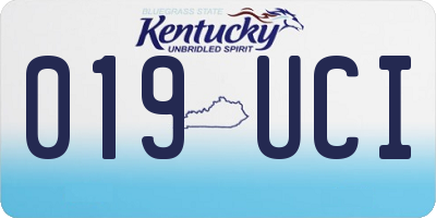 KY license plate 019UCI