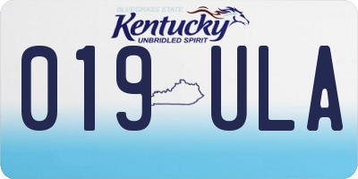 KY license plate 019ULA