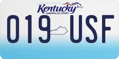 KY license plate 019USF