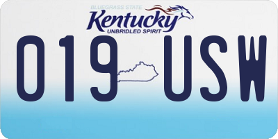 KY license plate 019USW