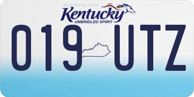 KY license plate 019UTZ