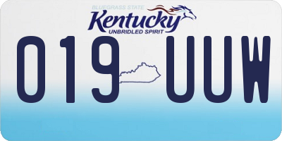 KY license plate 019UUW