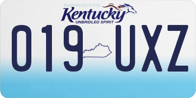 KY license plate 019UXZ
