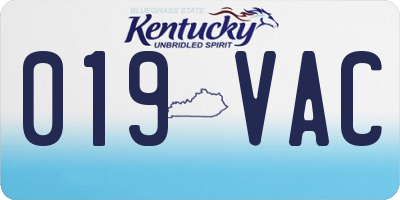 KY license plate 019VAC