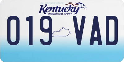 KY license plate 019VAD