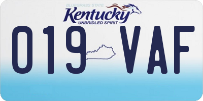 KY license plate 019VAF