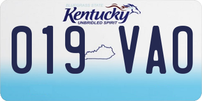 KY license plate 019VAO
