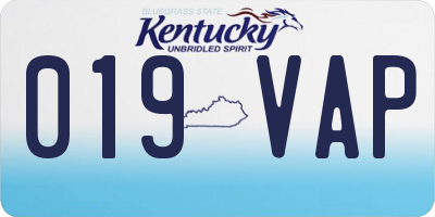 KY license plate 019VAP