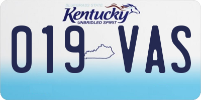 KY license plate 019VAS